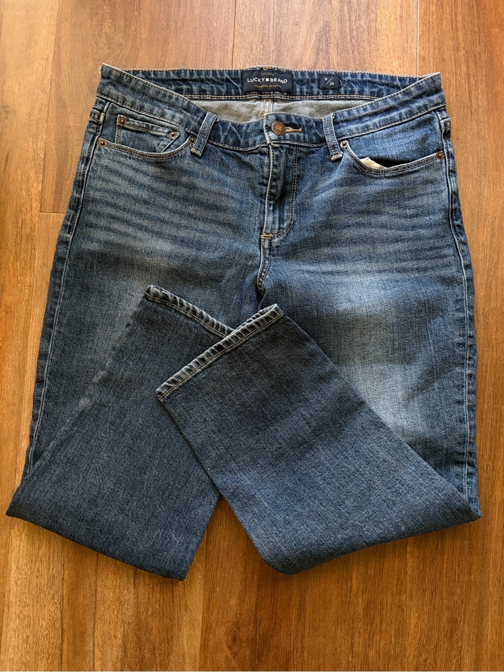 Lucky Brand Sweet Crop Straight Jeans Mid Rise Medium Wash Stretch Denim Casual - Picture 5 of 10